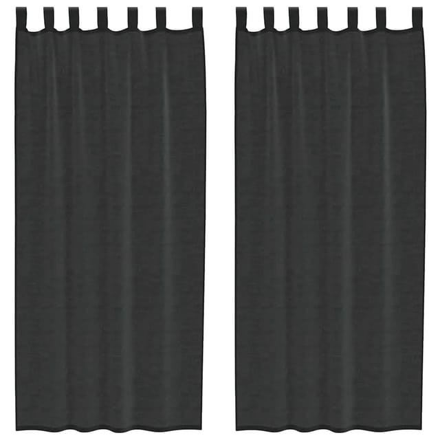 vidaXL Voile Vorhänge mit Lasche 2 Stk Schwarz 4102258