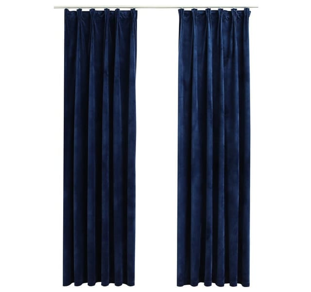 vidaXL Verdunkelungsvorhänge Haken 2 Stk Samt Dunkelblau 140x175cm 134532