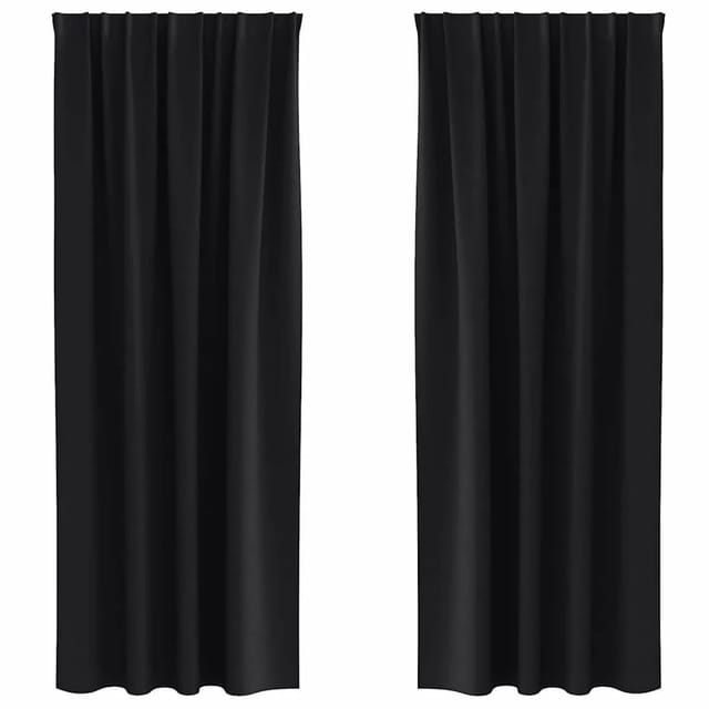 vidaXL Verdunkelungs-Vorhänge mit Ringen Schwarz Polyester 4107432