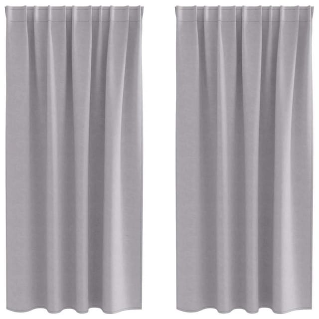 vidaXL Verdunkelungs-Vorhänge mit Ringen Metallic Grau Polyester 4107469