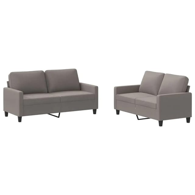vidaXL 2-Tlg Sofagarnitur mit Kissen Taupe Stoff 3201451