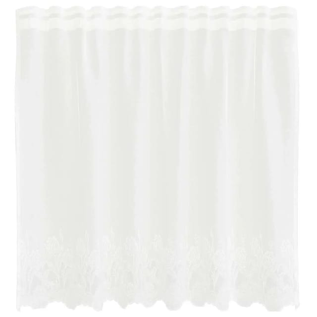 vidaXL Spitzenvorhang mit Vorhängen Floral Weiß 150 x 80 cm Polyester 4107748
