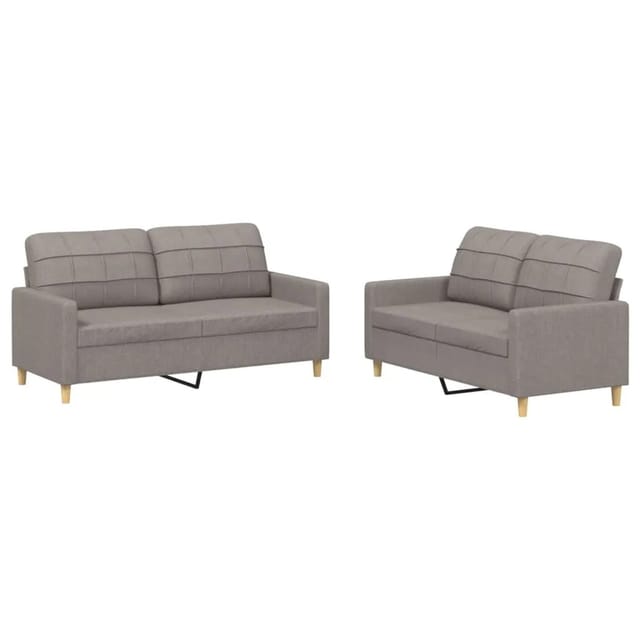 vidaXL 2-Tlg Sofagarnitur mit Kissen Taupe Stoff 3201281