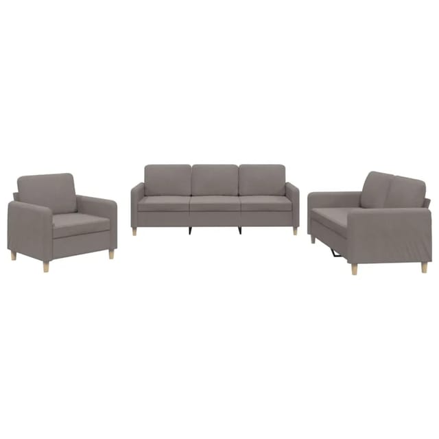 vidaXL 3-Tlg Sofagarnitur mit Kissen Taupe Stoff 3202061