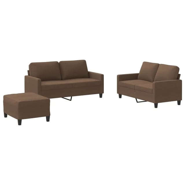 vidaXL 3-Tlg Sofagarnitur mit Kissen Braun Stoff 3201455