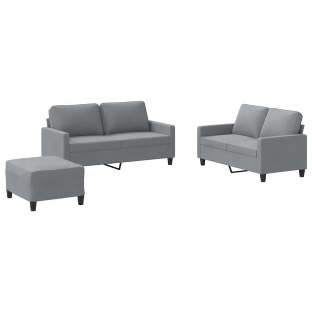 vidaXL 3-Tlg Sofagarnitur mit Kissen Hellgrau Stoff 3201452