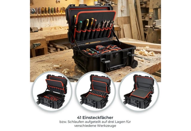 HMF 15604-02 Outdoor Werkzeugtrolley Werkzeugkoffer Leer Rollen 46 x 36 x 22 cm