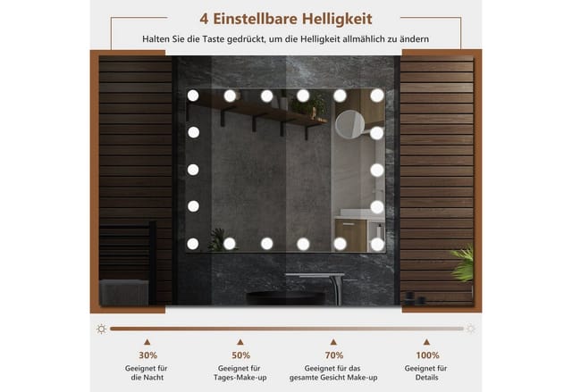 Costway Schminkspiegel mit Beleuchtung 18 Led