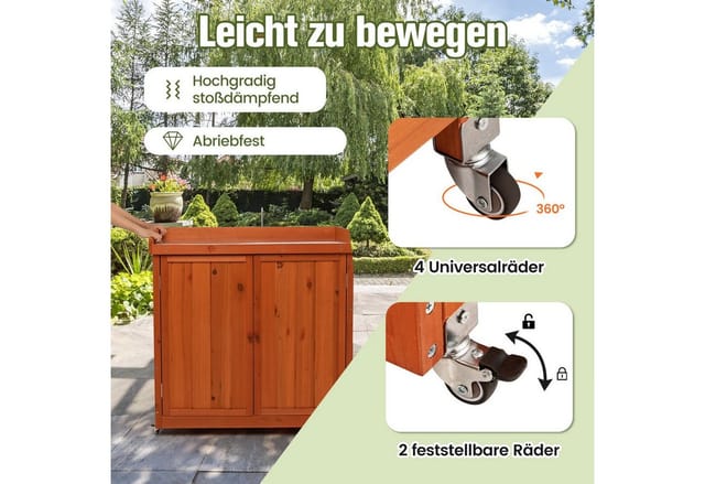 Costway Gartenschrank Holz Lagerschrank Garten 98,5x48x100cm