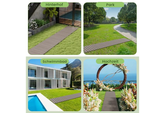 Costway Rollweg Aus HDPE Gartenweg Wetterfest 242 x 43cm Grau