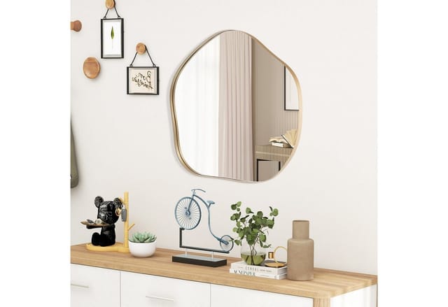 Costway Unregelmäßiger Wandspiegel Golden 75 x 70 cm