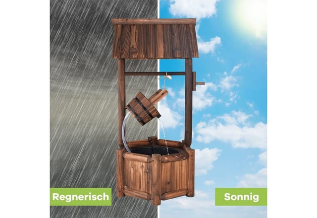 Costway Gartenbrunnen Tannenholz Wasserbrunnen Braun