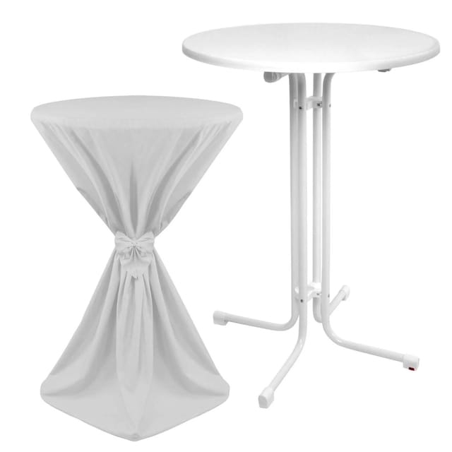Beautissu Sylt Stehtisch Ø 80cm Weiß mit Giulia Stehtischhusse Ø 80cm Weiß