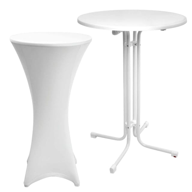 Beautissu Sylt Stehtisch Ø 70cm Weiß mit Stella Stehtischhusse Ø 70cm Weiß