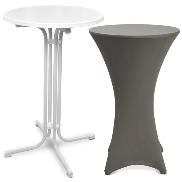 Beautissu Bellini Stehtisch Ø 80cm Weiß mit Stella Stehtischhusse Ø 80cm Anthrazit