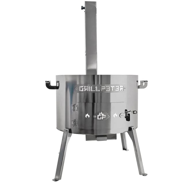 Grillpeter Utschak Timur Ø50 cm Edelstahl 2mm mit Rauchrohr Feuerofen