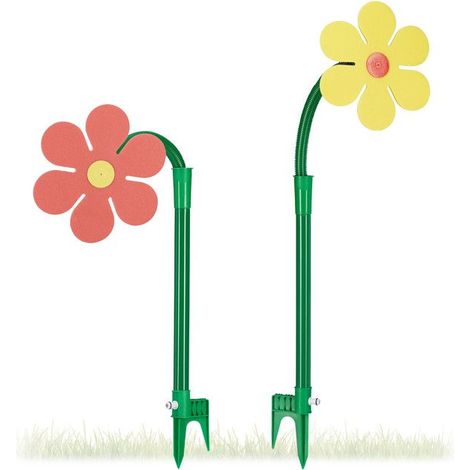 2 Gartenblumensprenger, 360°-drehung, Automatische Bewässerung, Verspieltes Rot/gelbes Design, Ideal Für Kinder Und Den Außenbereich