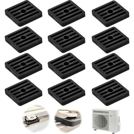12-teiliges Set Gummivibrationsdämpfer Für Klimaanlagen. Stoßdämpfende Pads Für Klimaanlagen, Antivibrationsfüße, Halterung Für Außengerät Von Split-klimaanlagen. Schwarz.
