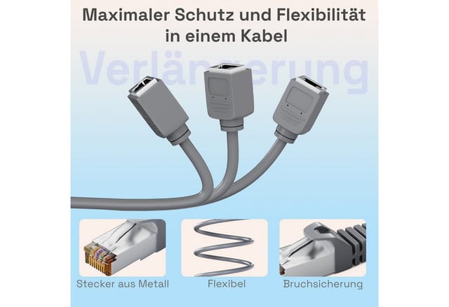 hb-digital RJ45 Verlängerungskabel 5m CAT7 RJ45 S/FTP PiMF LSZH Grau