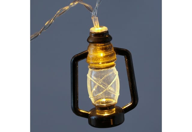 Marelida LED Lichterkette Mini Laternen Dekogirlande 10 Schwarze Sturmlaternen L 1,8m