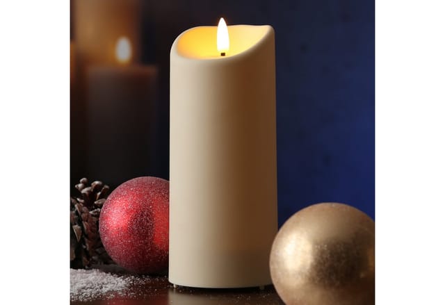 Marelida LED Kerze Für Außen Garten Balkon Flackernd Timer H 17,5cm D 7,5cm Creme