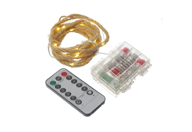 Marelida LED Lichterkette Seil Deko Jute Tau Kordel 2m Timer 8 Funktionen Für Innen Außen