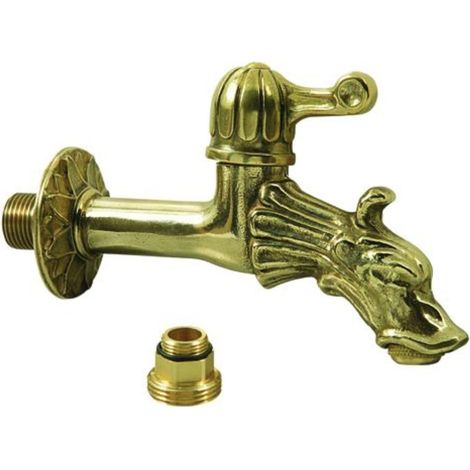 1 Springbrunnenhahn, Messing, Drachenkopf, 1/2-zoll-gewinde, Adapter Inklusive, Für Den Garten