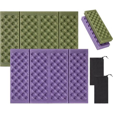 Faltbare Matte, Tragbares Sitzkissen, Ultraleichte Xpe-schaumstoff-bodenmatte Für Camping, Picknick, Wandern, Angeln, Strand, 2 Stück (grün Und Lila)