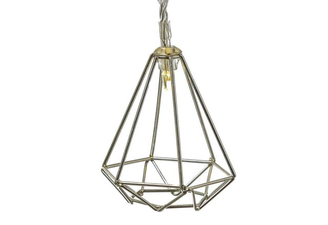 Marelida LED Deko Lichterkette RUBIN Diamant Retro Timer Tischdeko 160cm Silber
