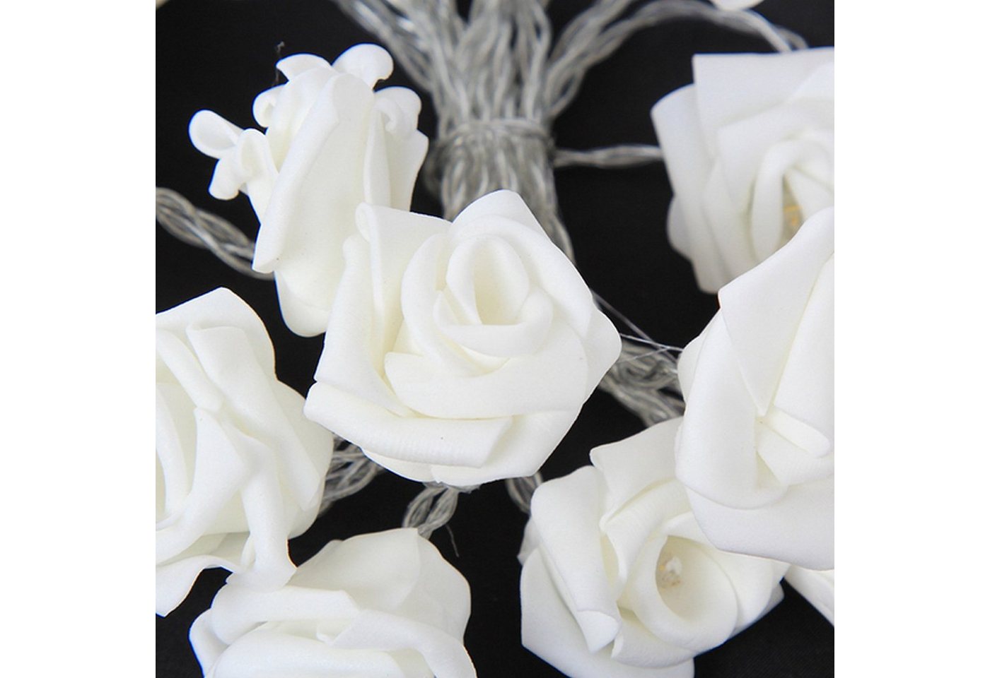 Marelida LLED Lichterkette 10 Weiße Mini Rosen Rosenblüten Deko Hochzeit Valentinstag Bild 4