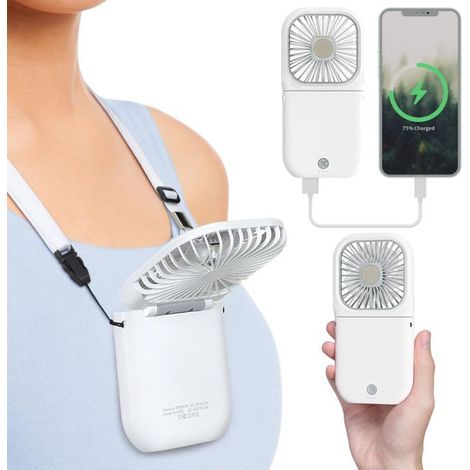 Mini-ventilator Mit Akku Und 3 Geschwindigkeitsstufen – Zusammenklappbar (16 Cm) – Akkulaufzeit 6,5 Bis 12 Stunden – Ideal Für Unterwegs Und Auf Reisen