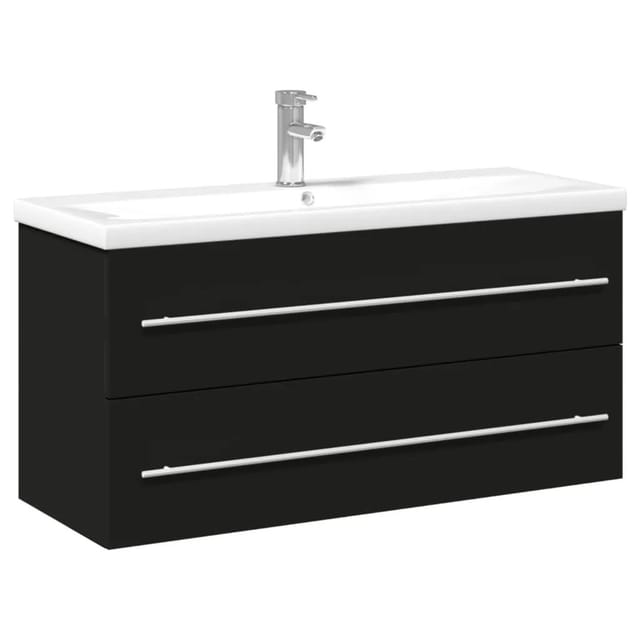 vidaXL Waschbeckenunterschrank mit Einbaubecken Schwarz 3278795