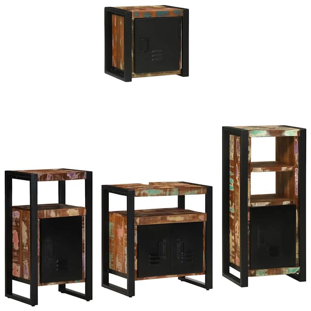 vidaXL Badezimmermöbel-Set mit Regal 4-Tlg Braun Massivholz Mango 3305651