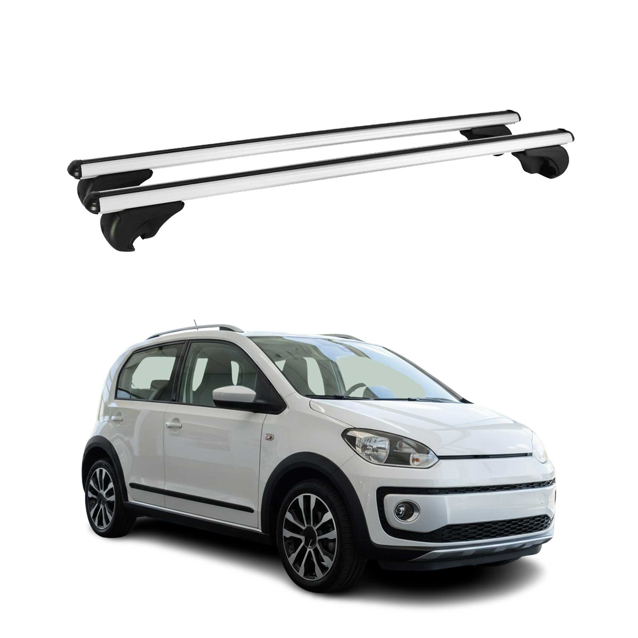 Omac Aluminium Dachträger Querträger Für Vw Up 2011-2023 – Tüv / Din 75302:2019 – Abschließbar – Max. 75 Kg – 2 Stangen Silber