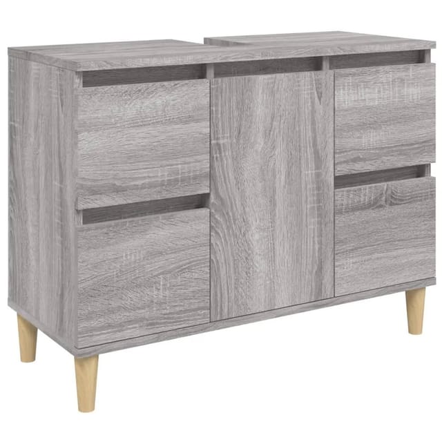 vidaXL Waschbeckenunterschrank Grau Sonoma 80x33x60 cm Holzwerkstoff 821274