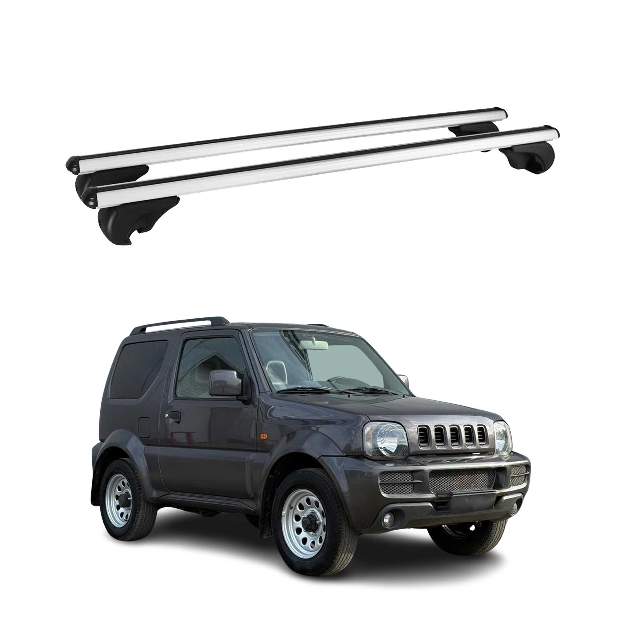 Omac Aluminium Dachträger Querträger Für Suzuki Jimny Iii 1998-2018 – Tüv / Din 75302:2019 – Abschließbar – Max. 75 Kg – 2 Stangen Silber