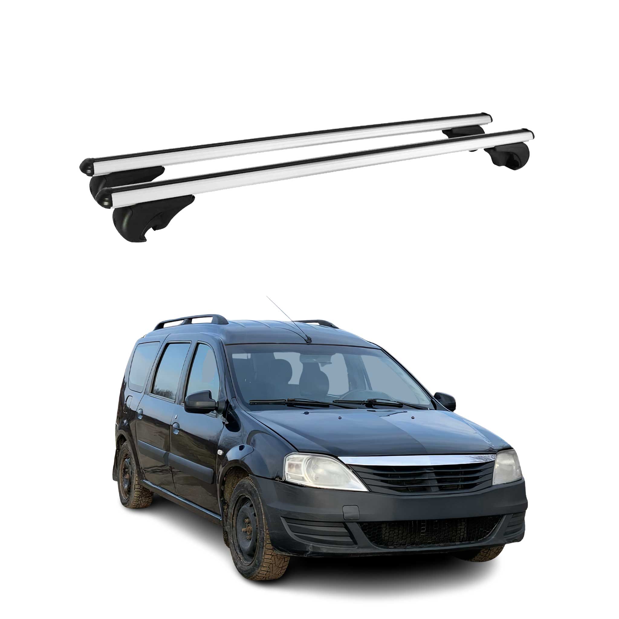 Omac Aluminium Dachträger Querträger Für Dacia Logan Mk1 2008-2012 Fl – Tüv / Din 75302:2019 – Abschließbar – Max. 75 Kg – 2 Stangen Silber