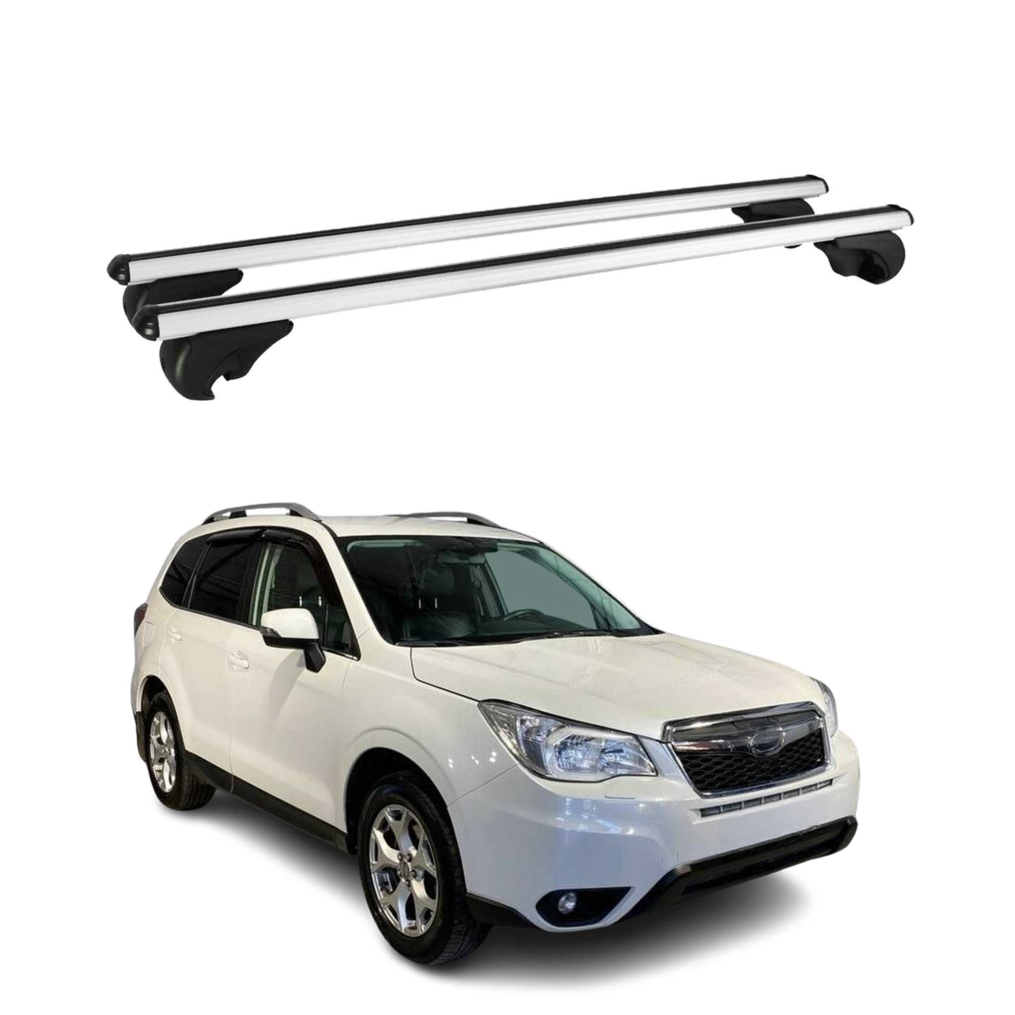 Omac Aluminium Dachträger Querträger Für Subaru Forester Iv 2013-2018 – Tüv / Din 75302:2019 – Abschließbar – Max. 75 Kg – 2 Stangen Silber