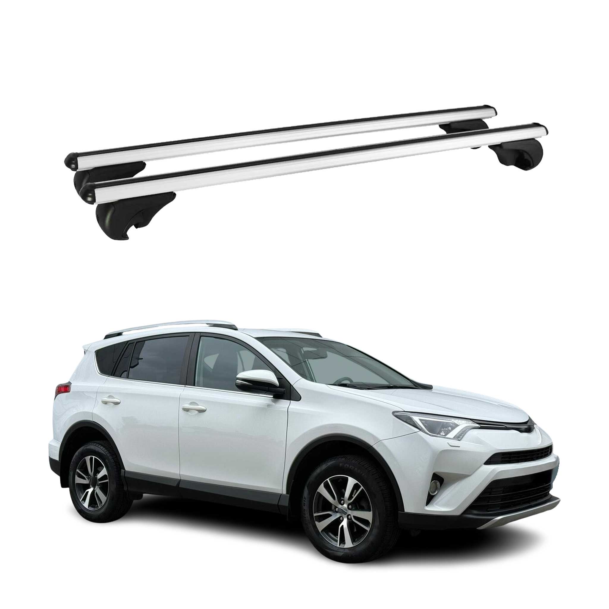 Omac Aluminium Dachträger Querträger Für Toyota Rav4 Iv 2013-2015 Pre-fl – Tüv / Din 75302:2019 – Abschließbar – Max. 75 Kg – 2 Stangen Silber
