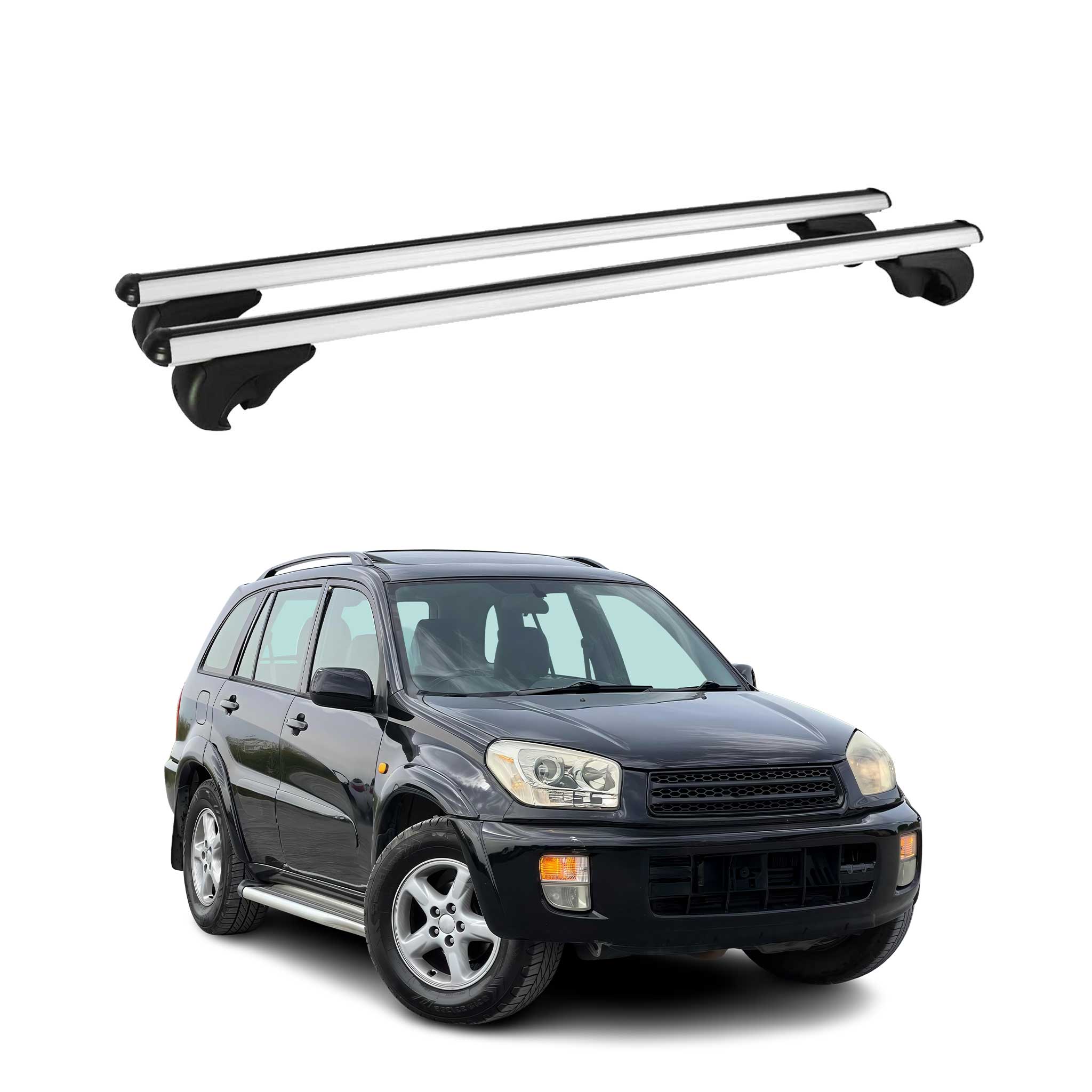 Omac Aluminium Dachträger Querträger Für Toyota Rav4 Ii 2001-2005 – Tüv / Din 75302:2019 – Abschließbar – Max. 75 Kg – 2 Stangen Silber