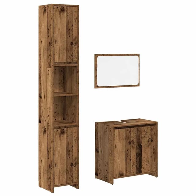 vidaXL 3-Tlg Badmöbel-Set Altholz-Optik Holzwerkstoff 3328565