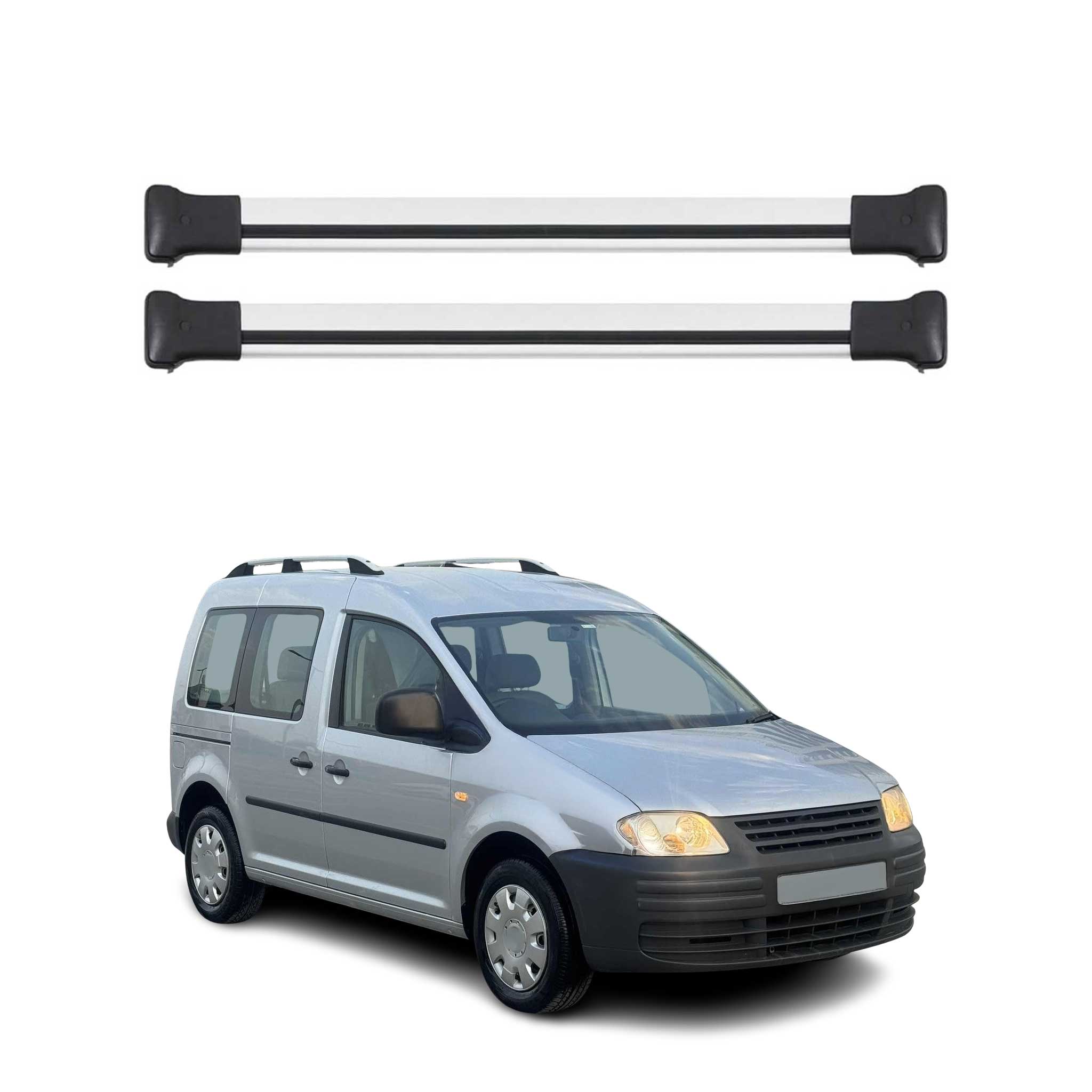 Omac Aluminium Dachträger Querträger Für Vw Caddy Iii 2003-2020 – Max. 75 Kg – 2 Stangen Silber