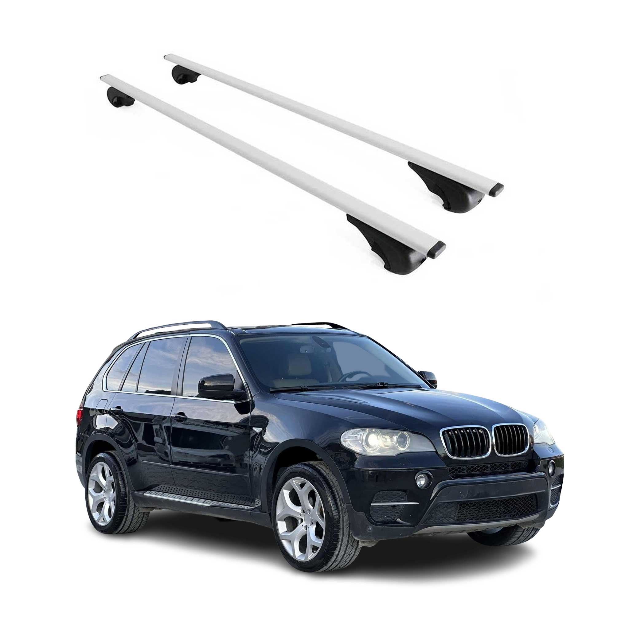 Omac Dachträger Querträger Für Bmw X5 E70 2006-2013 – Abschließbar – Max. 75 Kg – 2 Stangen Stahl Silber