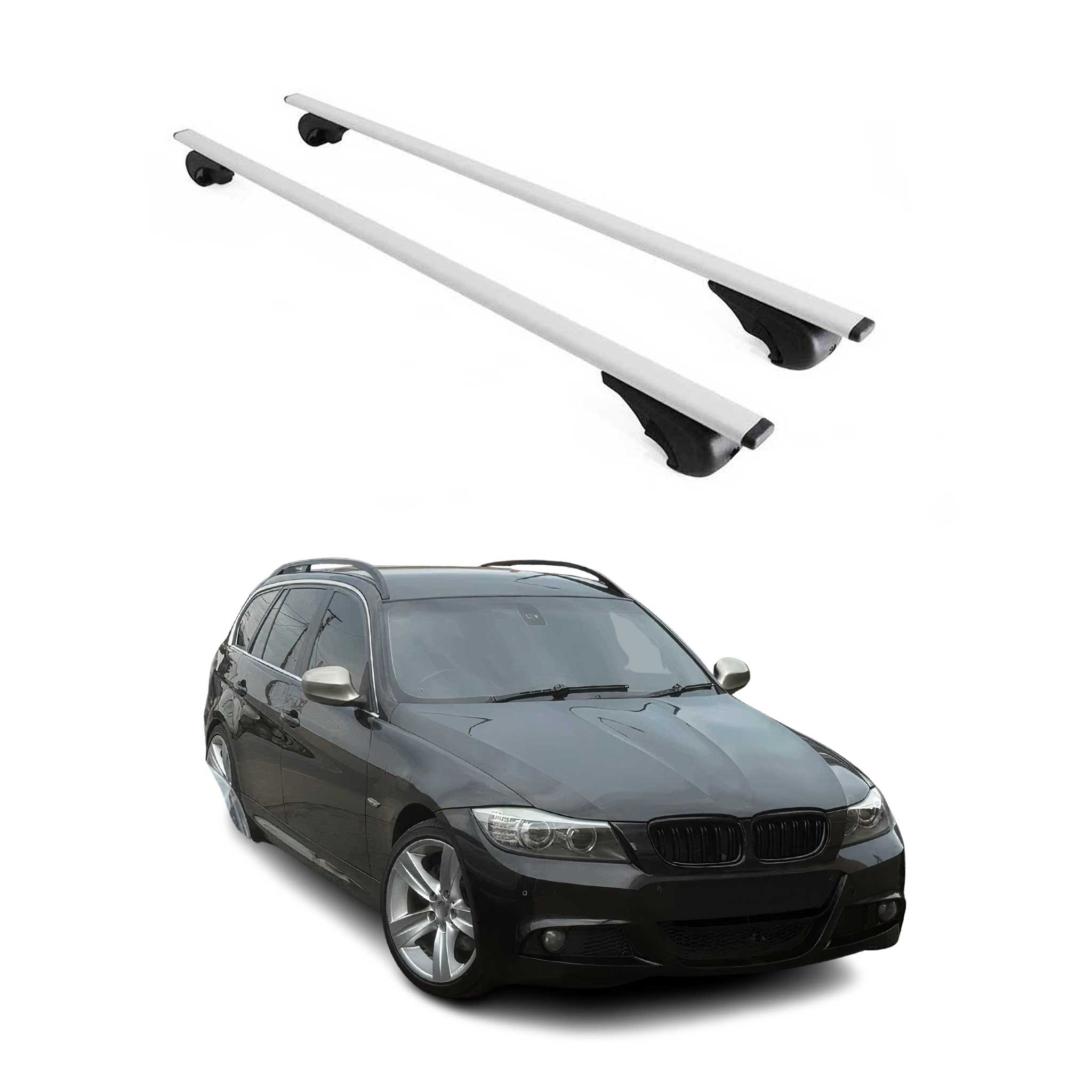 Omac Dachträger Querträger Für Bmw 3er E91 Touring 2004-2012 – Abschließbar – Max. 75 Kg – 2 Stangen Stahl Silber