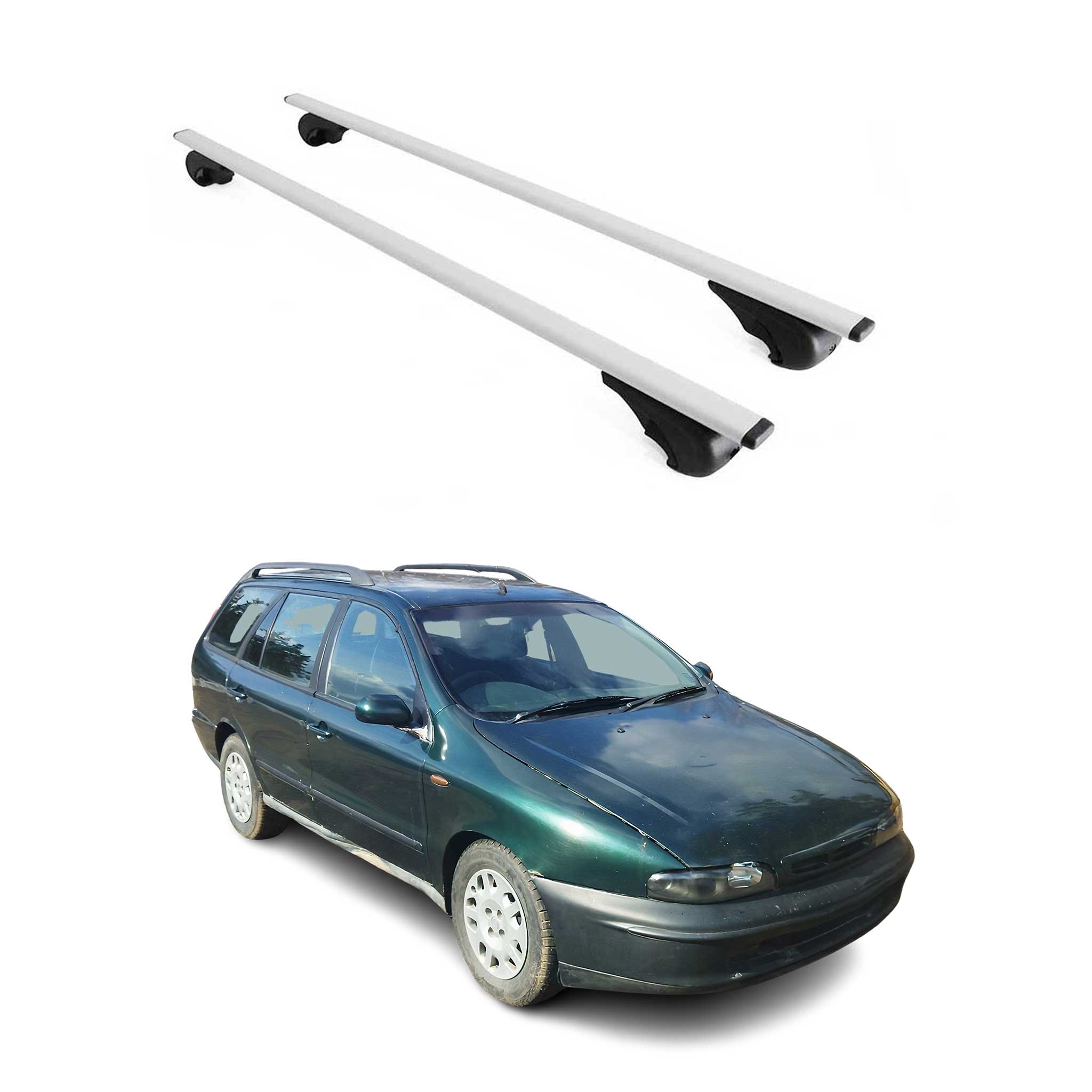 Omac Dachträger Querträger Für Fiat Marea Weekend 1996-2002 – Abschließbar – Max. 75 Kg – 2 Stangen Stahl Silber