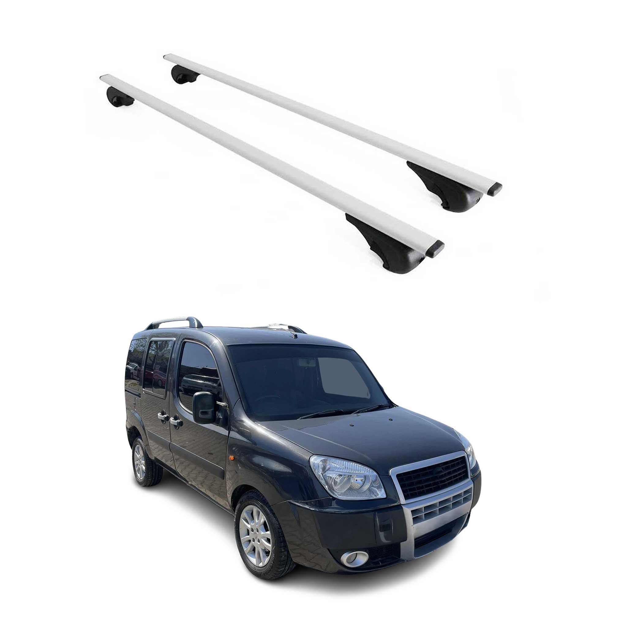 Omac Dachträger Querträger Für Fiat Doblo I 2000-2010 – Abschließbar – Max. 75 Kg – 2 Stangen Stahl Silber
