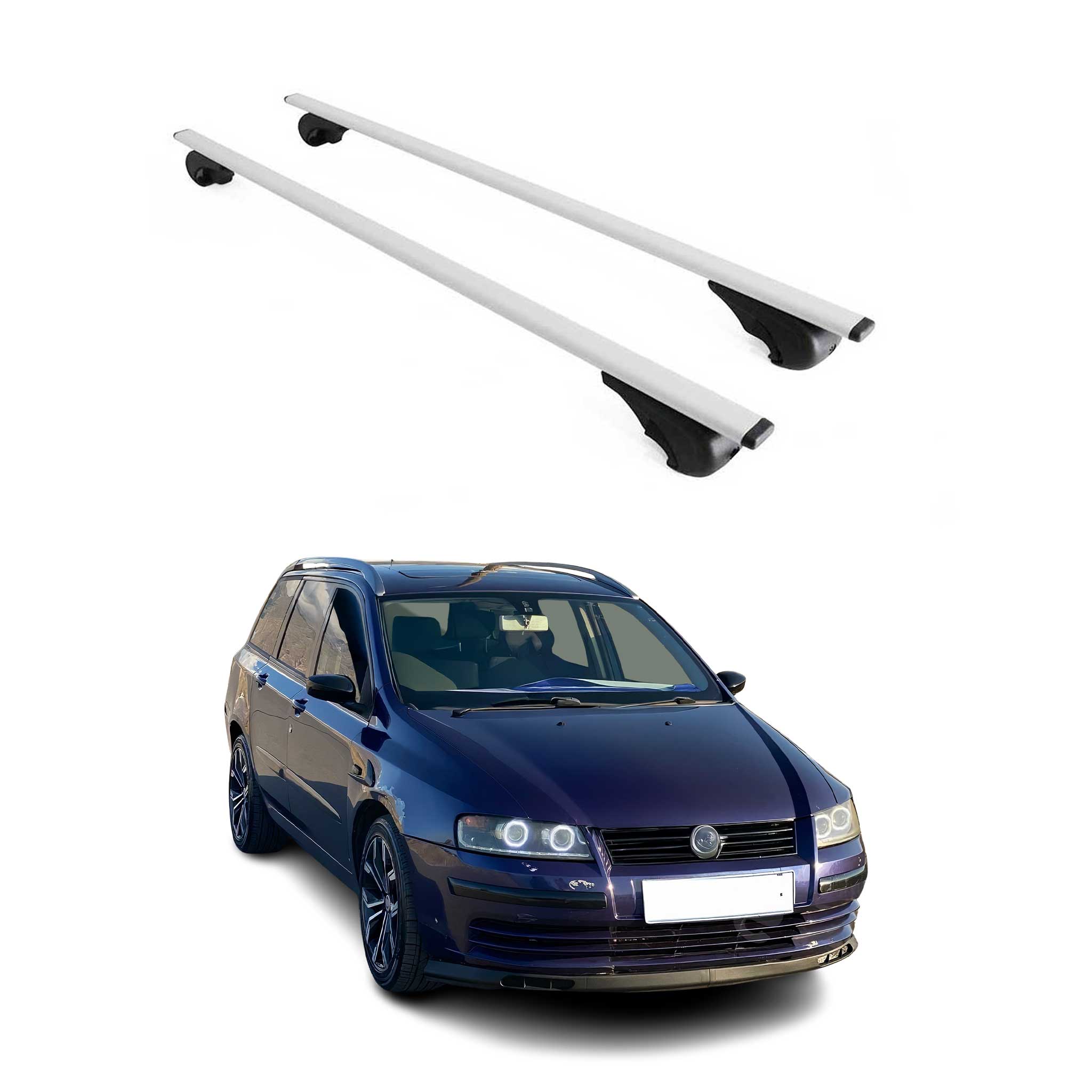 Omac Dachträger Querträger Für Fiat Stilo Multiwagon 2001-2007 – Abschließbar – Max. 75 Kg – 2 Stangen Stahl Silber