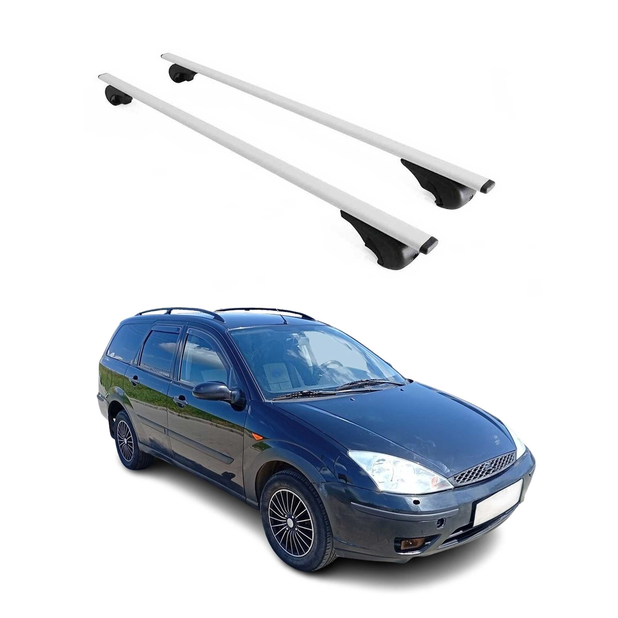 Omac Dachträger Querträger Für Ford Focus I Kombi 1998-2005 – Abschließbar – Max. 75 Kg – 2 Stangen Stahl Silber