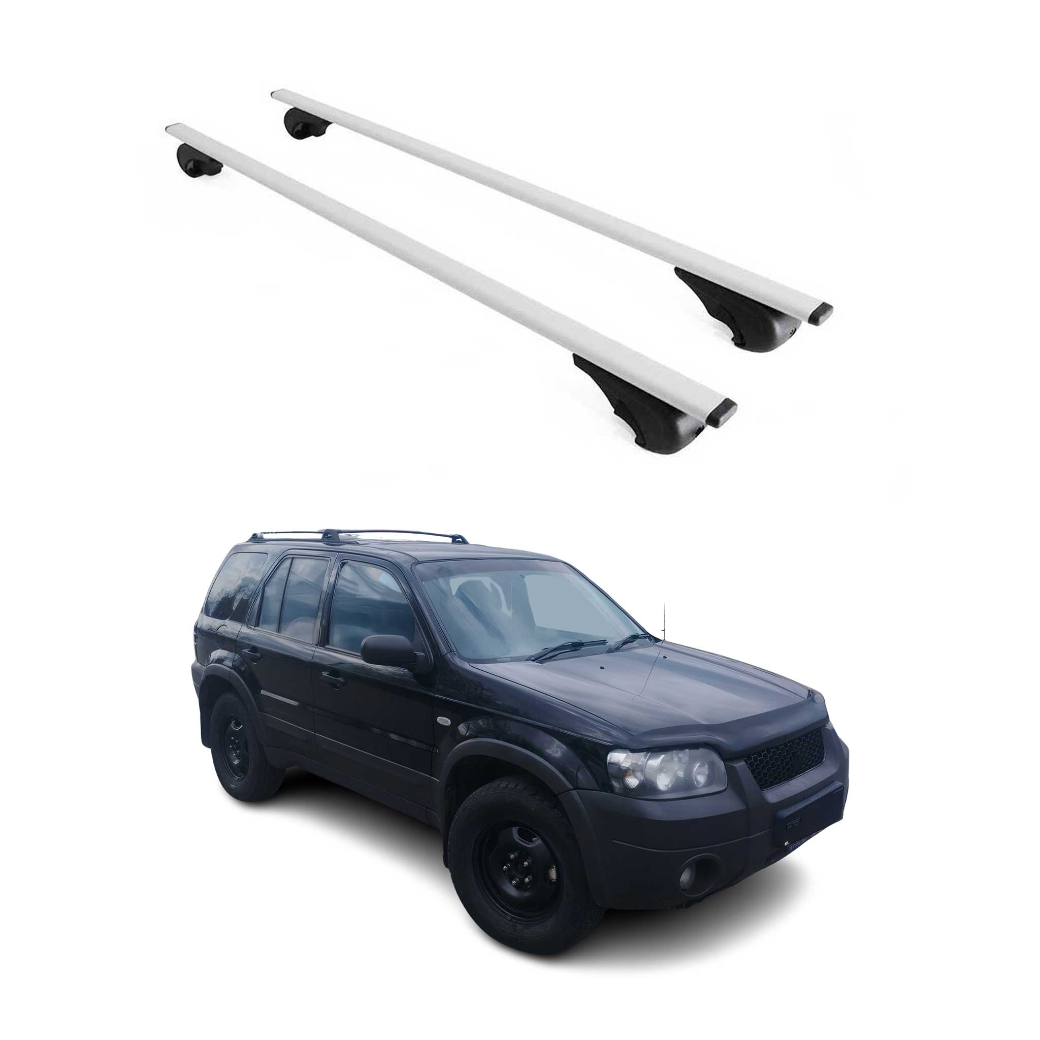 Omac Dachträger Querträger Für Ford Maverick Ii 2001-2006 – Abschließbar – Max. 75 Kg – 2 Stangen Stahl Silber