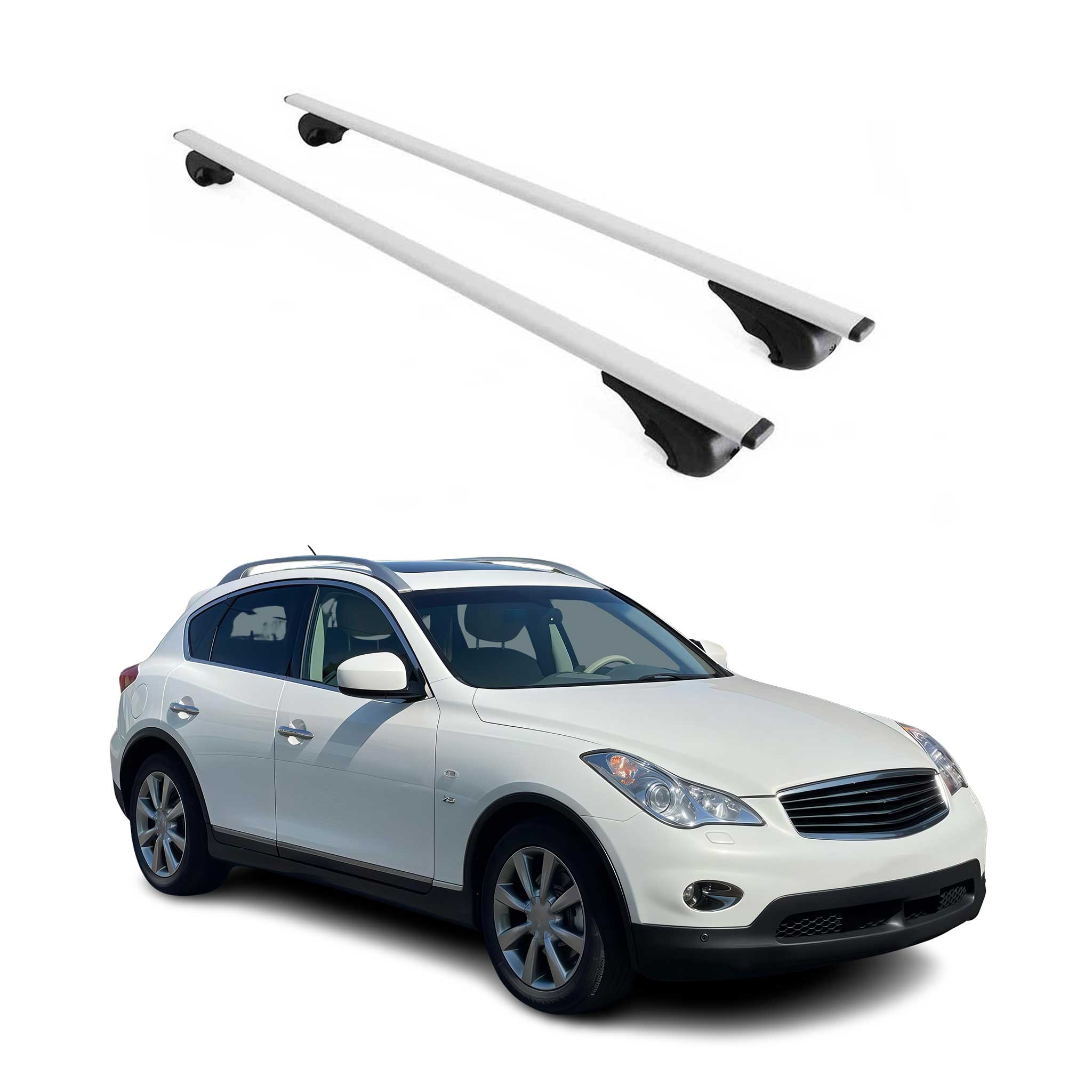 Omac Dachträger Querträger Für Infiniti Qx50 I 2013-2017 – Abschließbar – Max. 75 Kg – 2 Stangen Stahl Silber